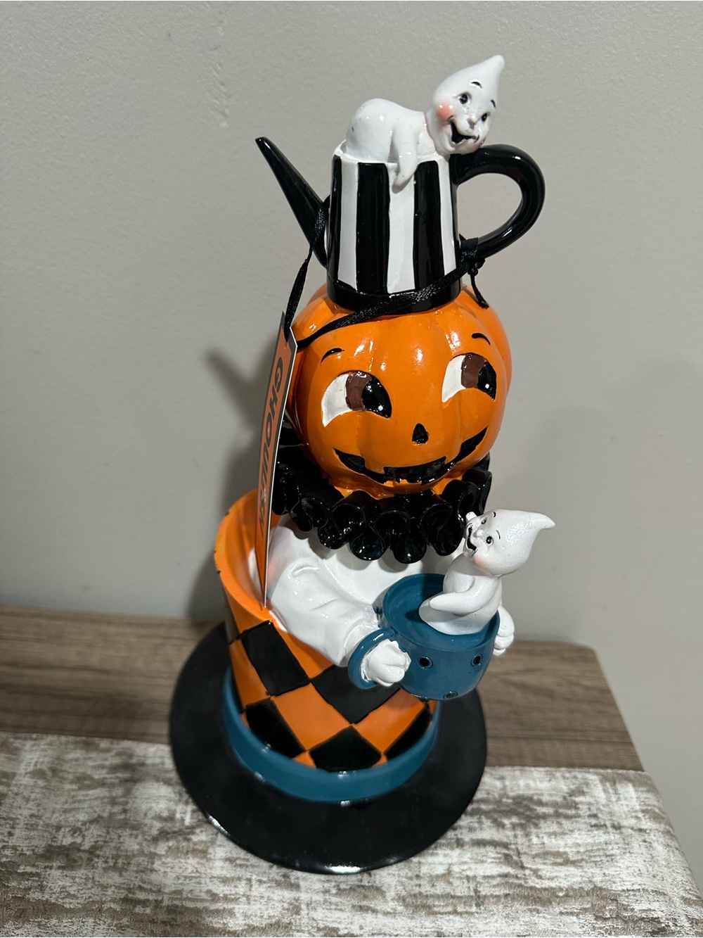 Halloween Pumpkin Clown Figurine - Orange & Black Party Decor